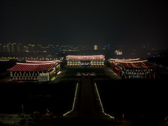 福建漳州城市夜景航拍