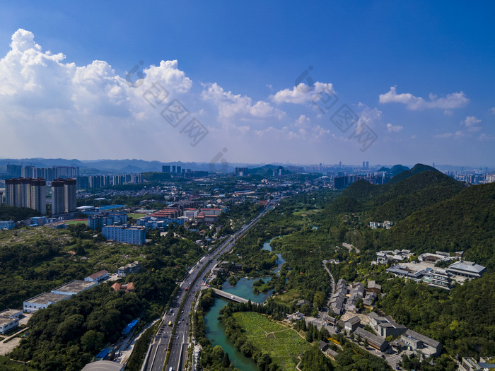 贵州贵阳城市风光航拍