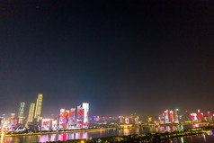 湖南长沙城市夜景灯光航拍摄影图