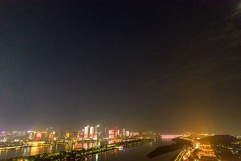 湖南长沙城市夜景灯光航拍摄影图