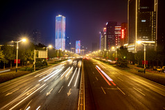 山东济南经十路夜景交通