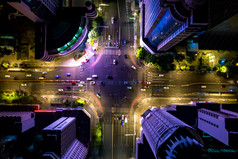 云南昆明城市夜景交通航拍图