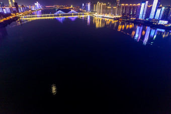 <strong>长沙</strong>湘江两岸夜景航拍摄影图