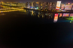 长沙湘江两岸夜景航拍摄影图