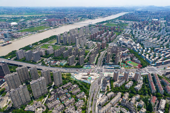 浙江宁波城市大景航拍摄影图