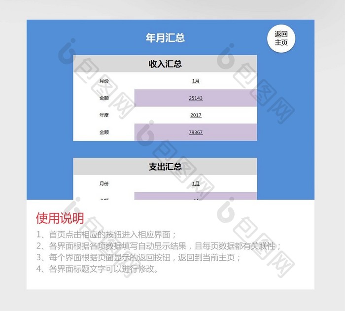 财务收支利润管理系统excel表格模板