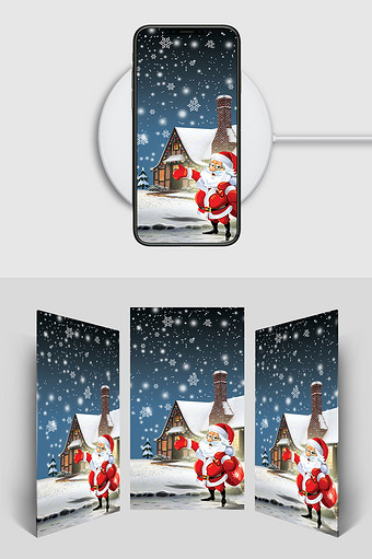 圣诞的雪夜H5背景素材图片
