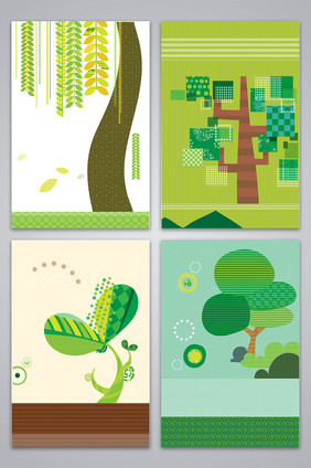 绿色植物手绘海报背景