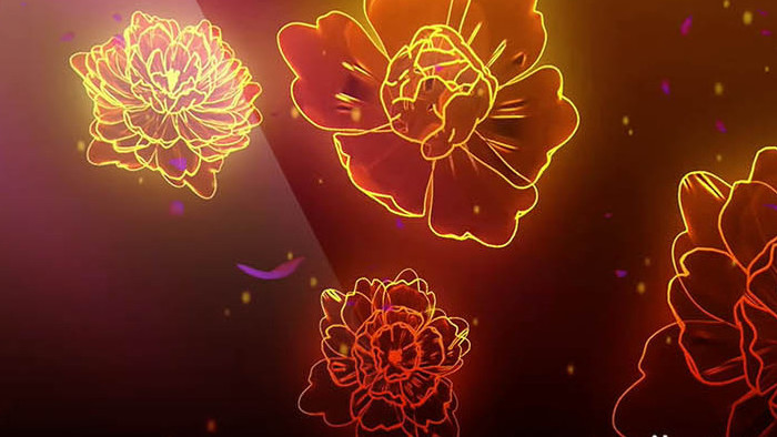 粒子花朵变化唯美动画LED背景视频