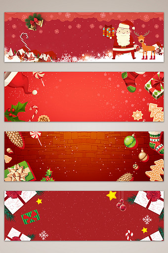 红色卡通圣诞节banner海报背景图片