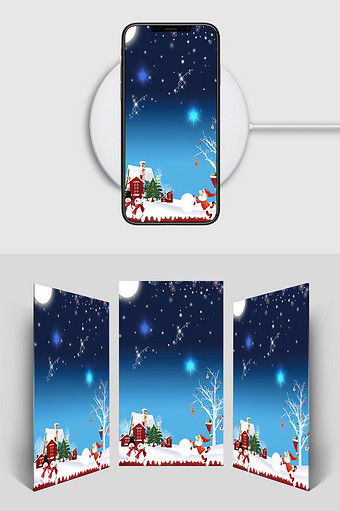 圣诞夜雪景的H5背景素材图片