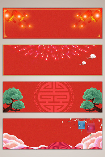 手绘卡通新年喜庆banner海报背景图片