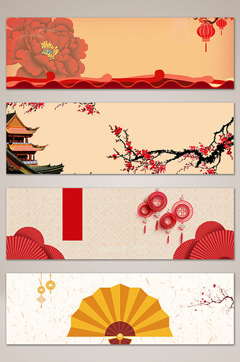 复古中国风美丽元素banner海报背景图片