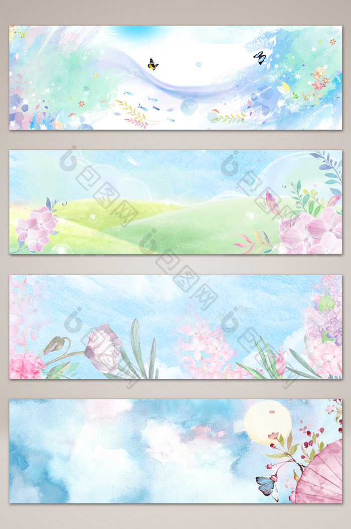 浪漫梦幻仙花王国banner海报背景