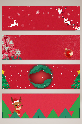红色冬季卡通圣诞节banner海报背景图片