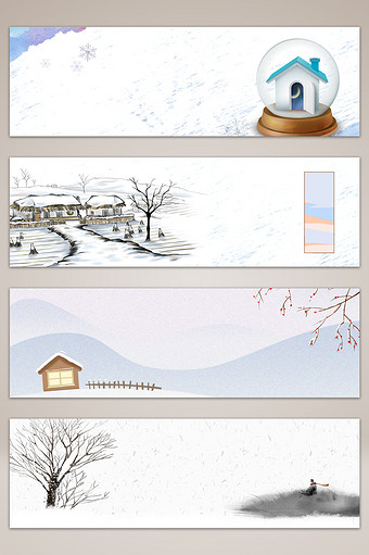 小雪冬季雪天banner海报背景图片