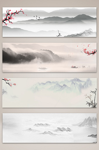 中国风水墨复古海报banner图图片