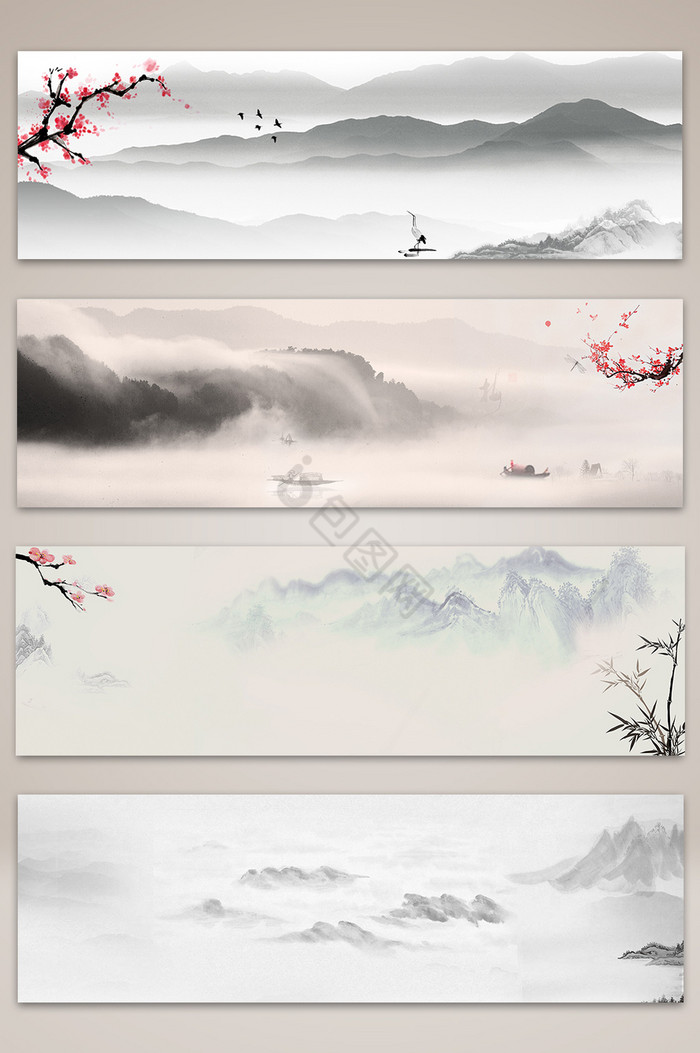 中国风水墨复古海报banner图图片