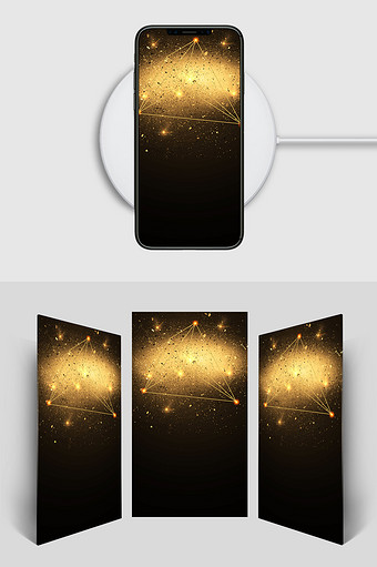 金色发光点线科技H5背景素材图片