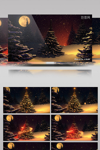 金色色调圣诞节圣诞树展示LED视频素材图片