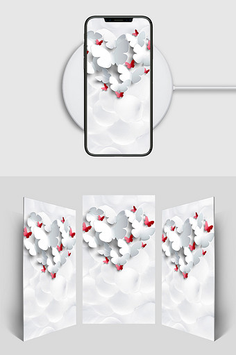 白色蝴蝶情人节H5背景素材图片