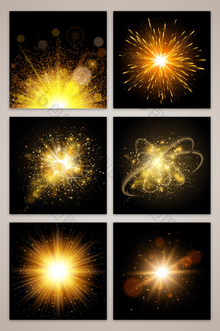 金色闪耀放射光效电商淘宝主图背景