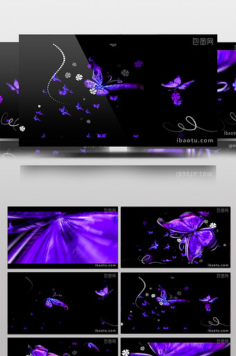 紫色蝴蝶浪漫舞台视频 浪漫开场图片