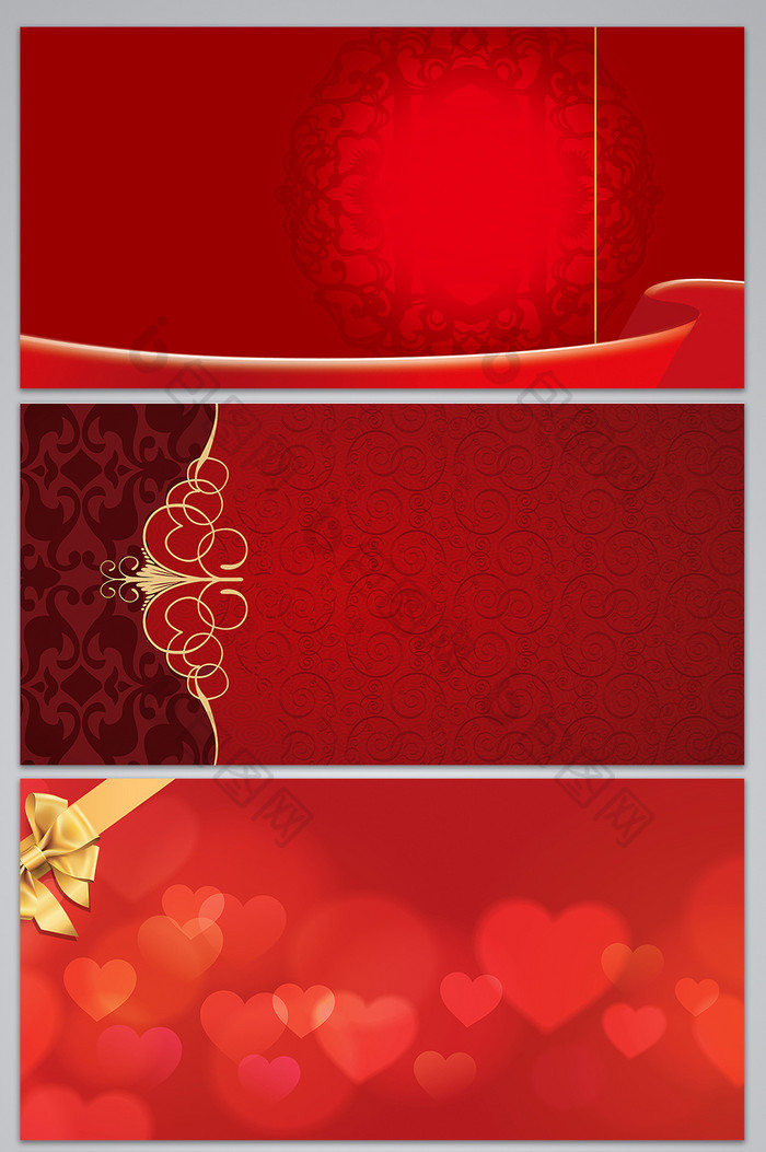 红色新年花纹背景图