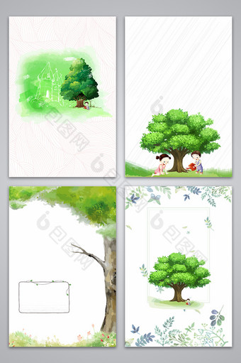 绿色低碳环保植物树木元素设计背景图图片
