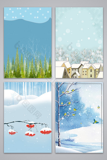 冬至下雪卡通手绘广告背景图图片