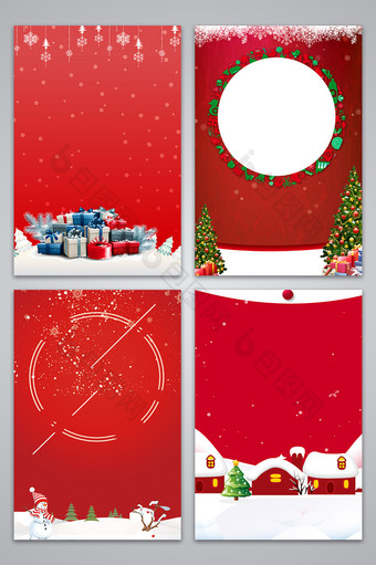 红色圣诞雪景节广告背景图图片