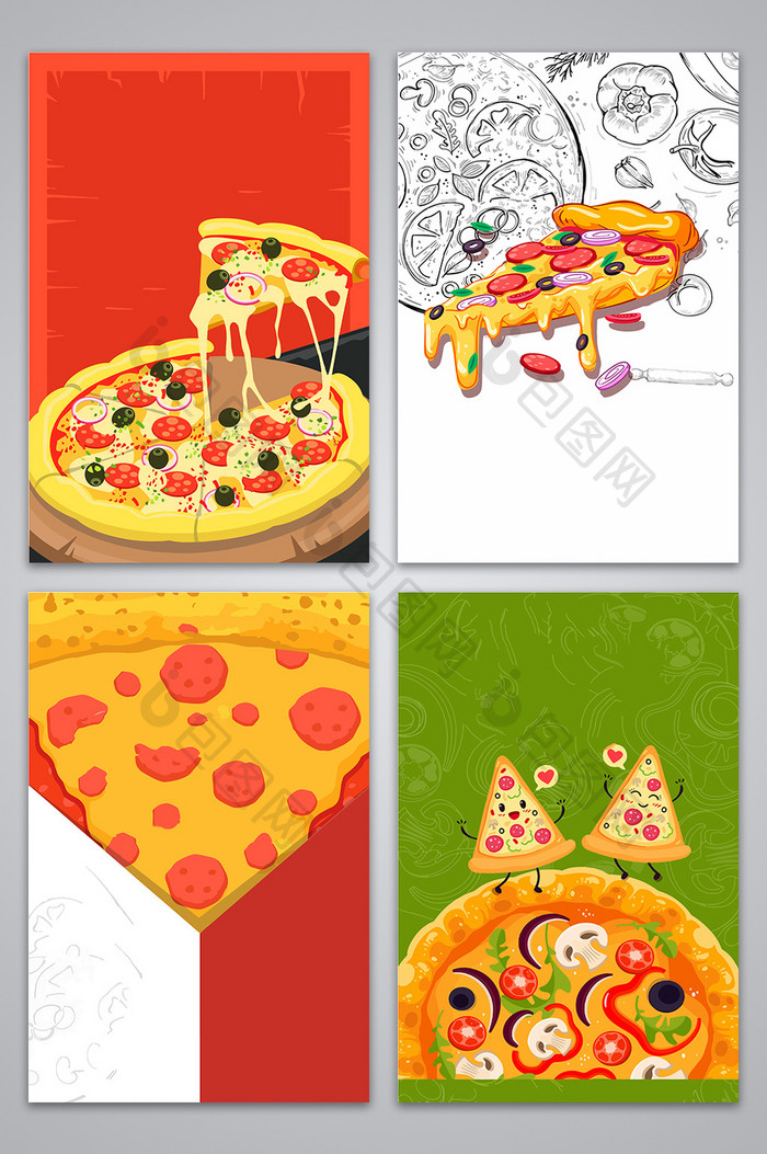 披萨海报披萨展板披萨文化设计背景图