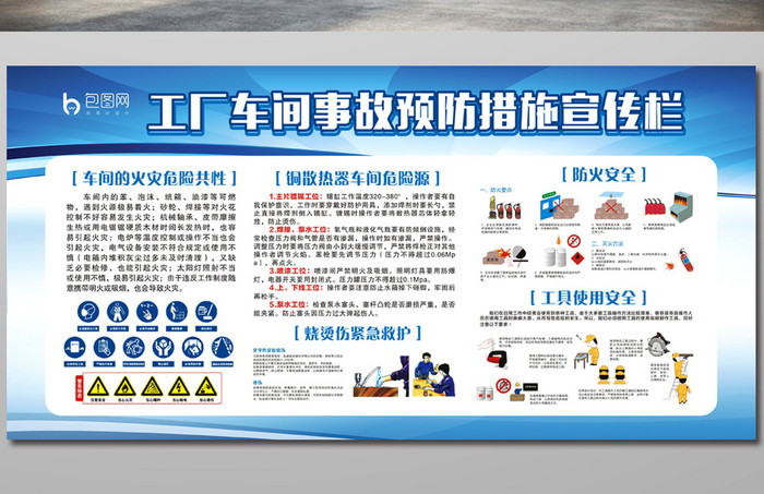 工厂车间事故预防措施安全生产宣传展板