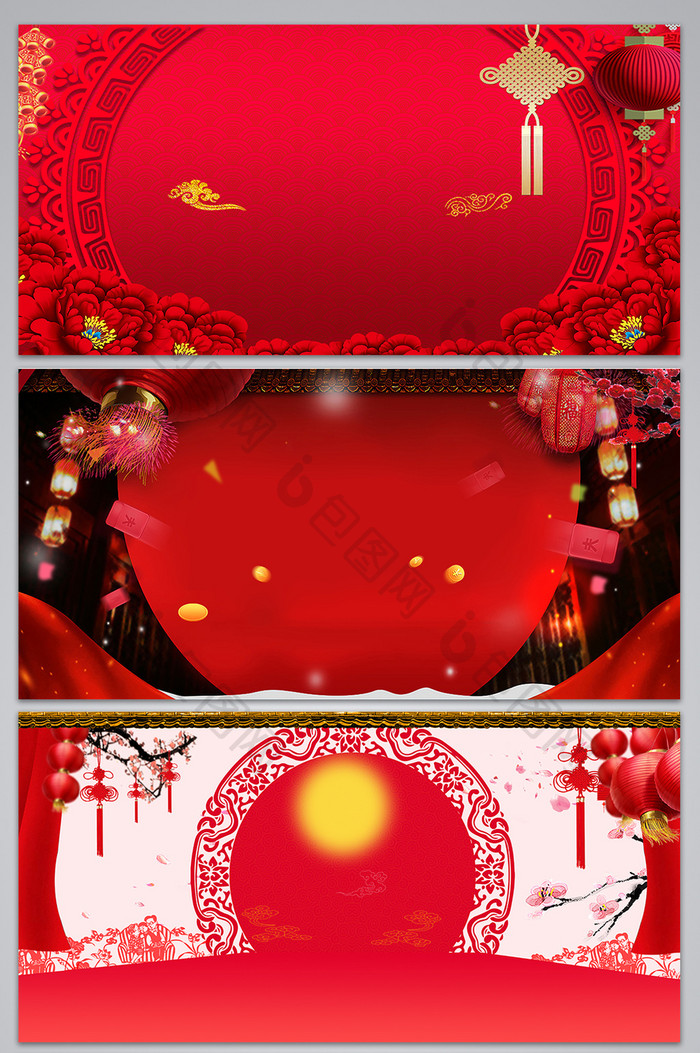 红色灯笼新春背景图