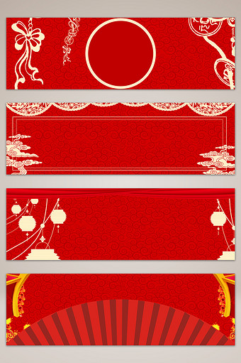 春节红色剪纸电商海报banner背景图片