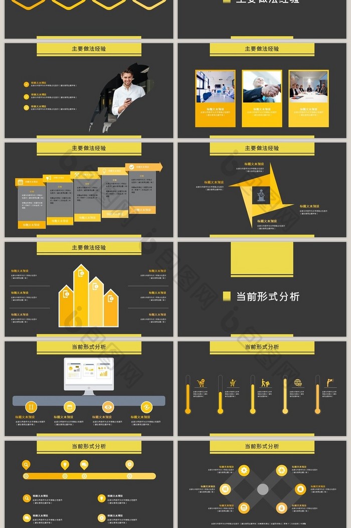 黑黄色部门工作汇报PPT模板