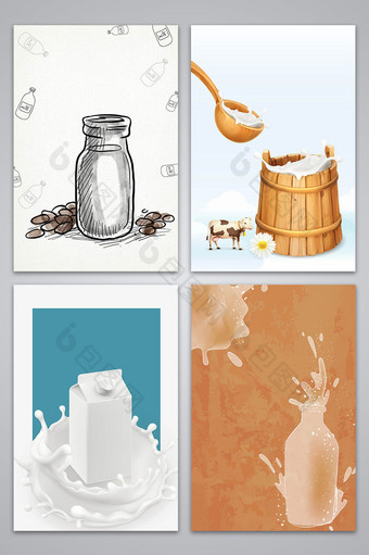 矢量手绘牛奶冬季暖饮海报背景图图片