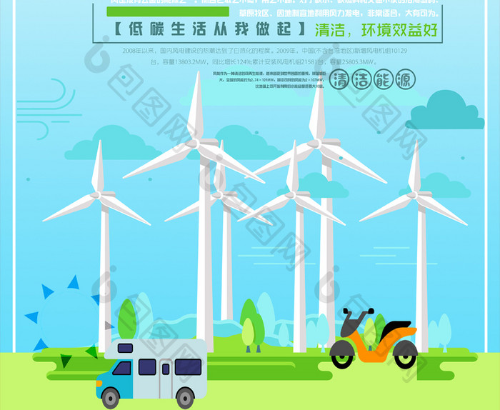 创意风能发电环保海报