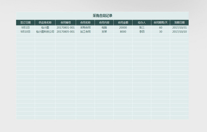 合同及应付账款管理系统excel表模板