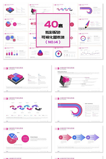 40套炫彩配色可视化图表PPT模板图片