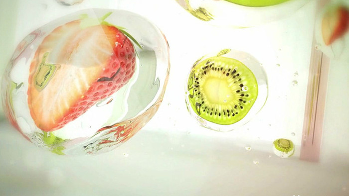 创意水滴特效水果视觉效果放大变形水果宣传