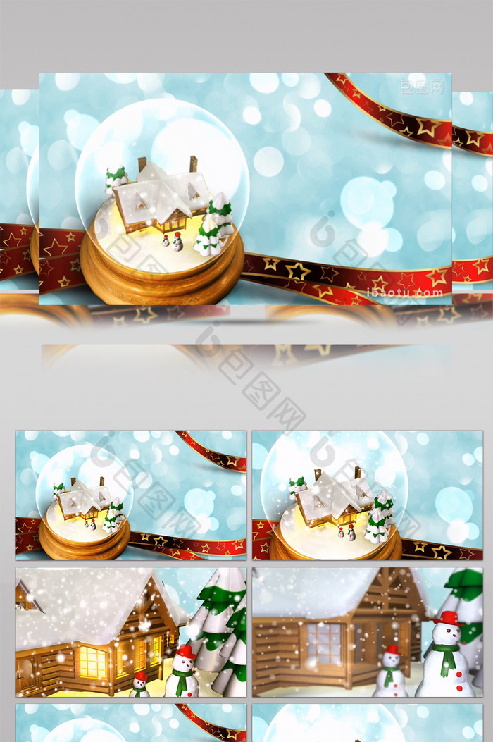 卡通圣诞雪球高清视频素材