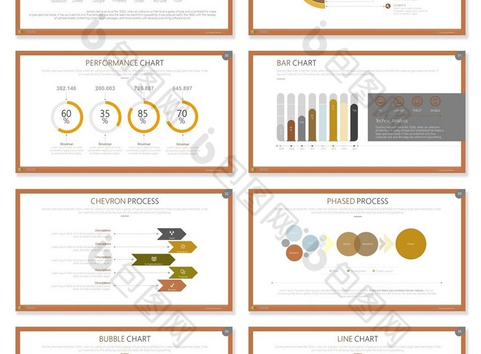 40套复古配色信息可视化图表PPT模板