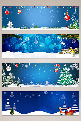 蓝色圣诞banner海报背景图片