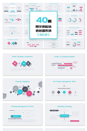 40套悬浮微粒体信息图表PPT模板