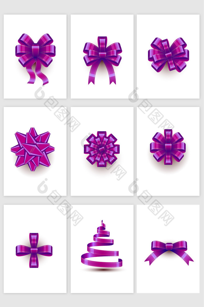 紫色礼物盒彩带矢量素材