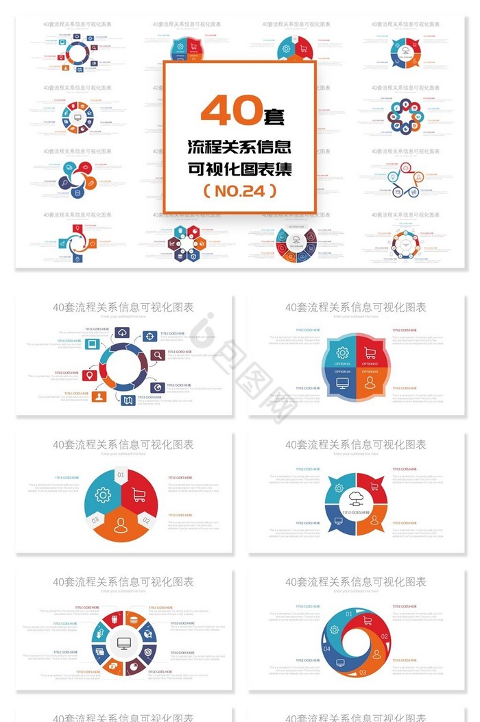 40套圆形流程关系信息PPT图表图片