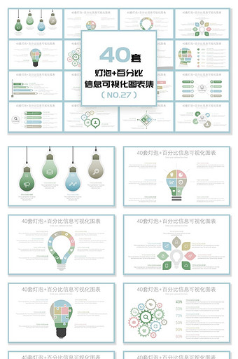 40套小清新配色信息可视化PPT图表图片