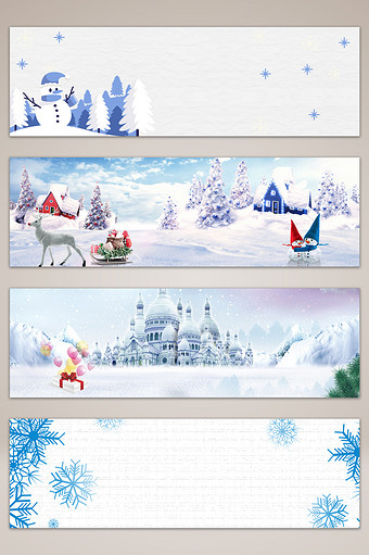 圣诞雪景banner海报背景图片