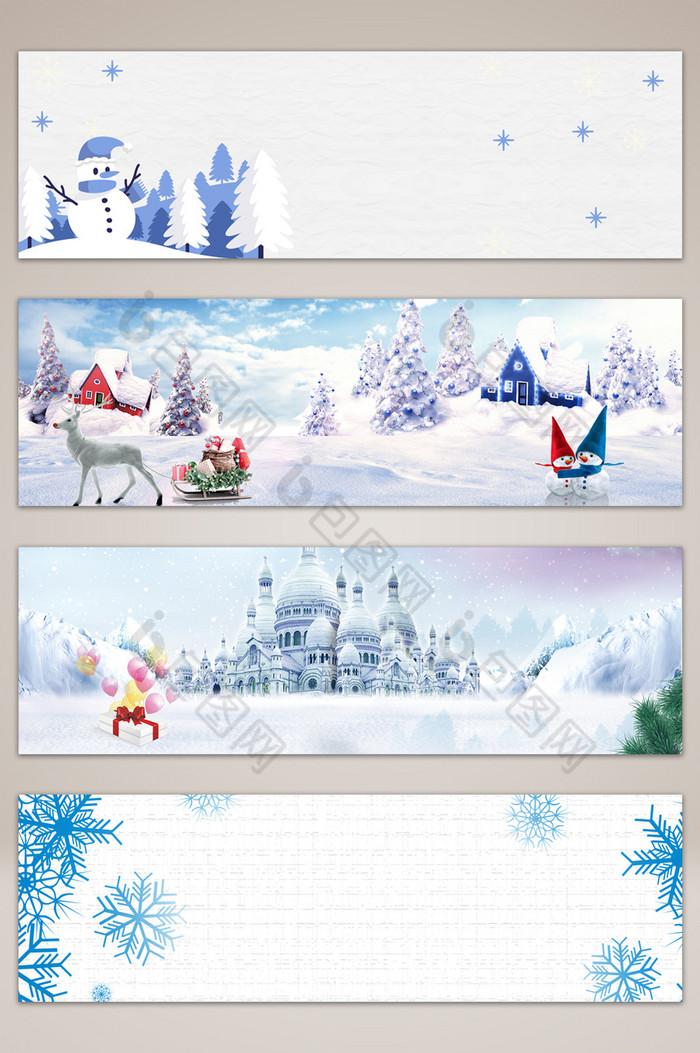 圣诞雪景banner海报图片图片